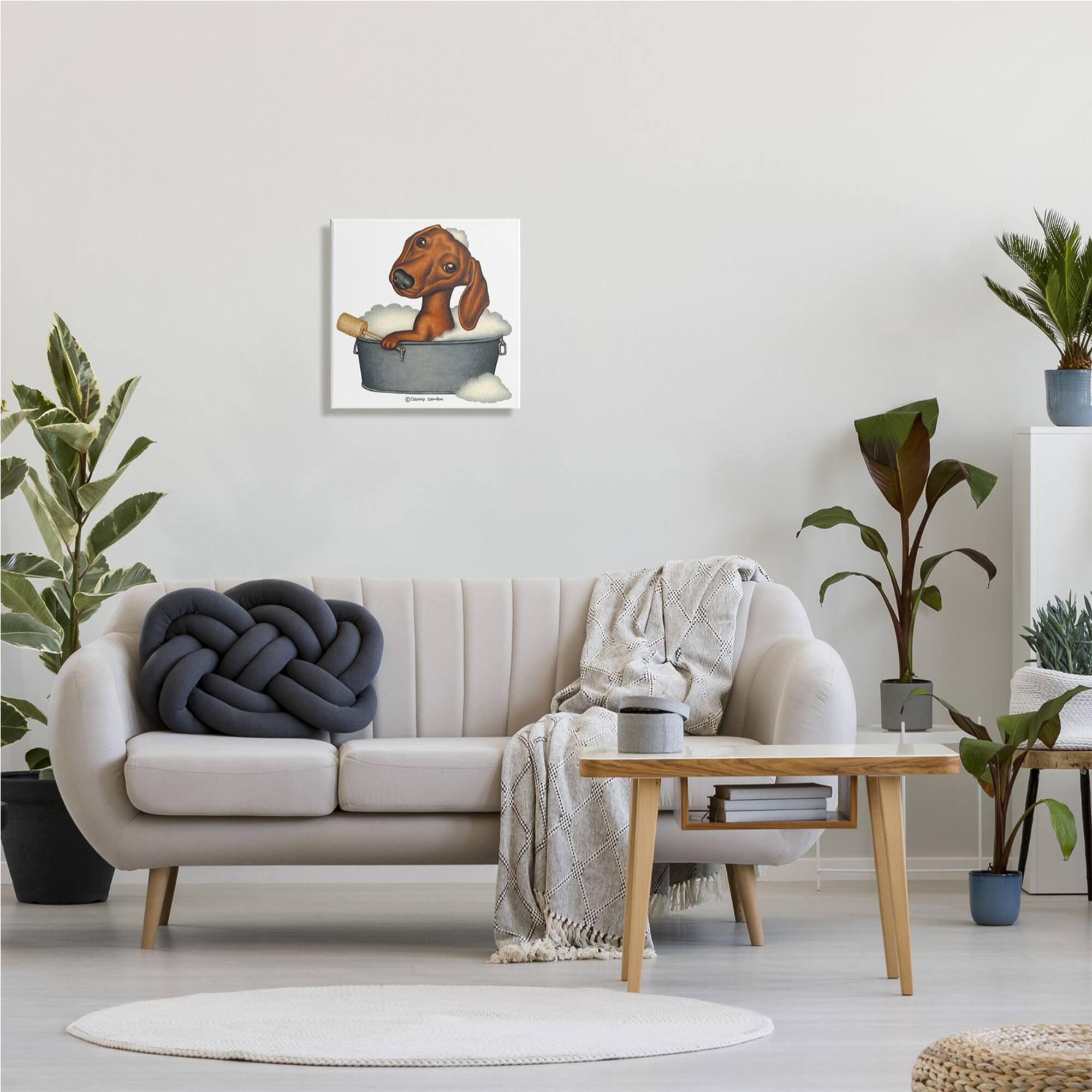 Stupell Industries Dachshund in Tin Tub Bubble Bath Country Pet Canvas Wall Art